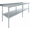 Amgood 30 in. X 96 in. Stainless Steel Prep Table with 1.5in Backsplash WT-3096-BS-Z